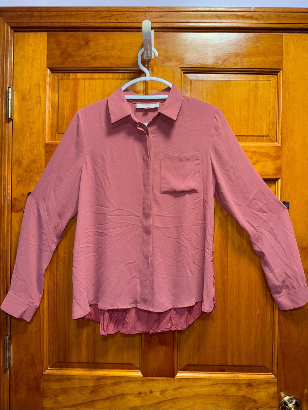 LOFT Dusty Rose Button-Down Blouse